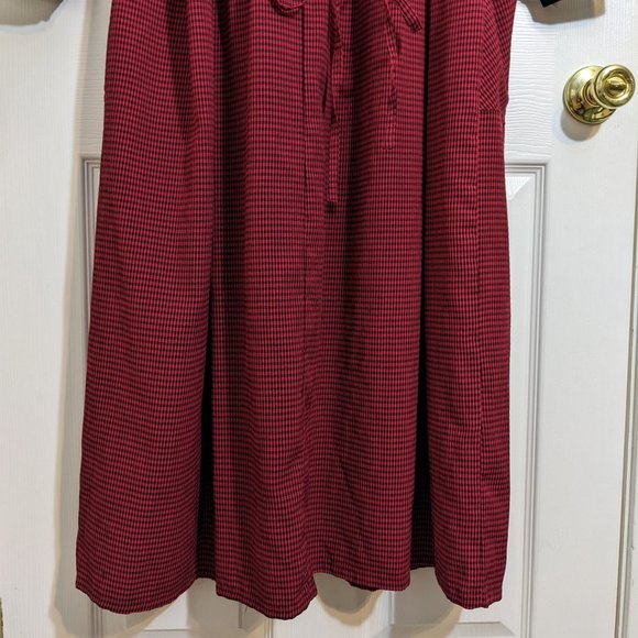 Pellini 1990s Vintage Black Velvet & Red Checkered Maxi Apron Dress - size 18/20 - Picture 11 of 13